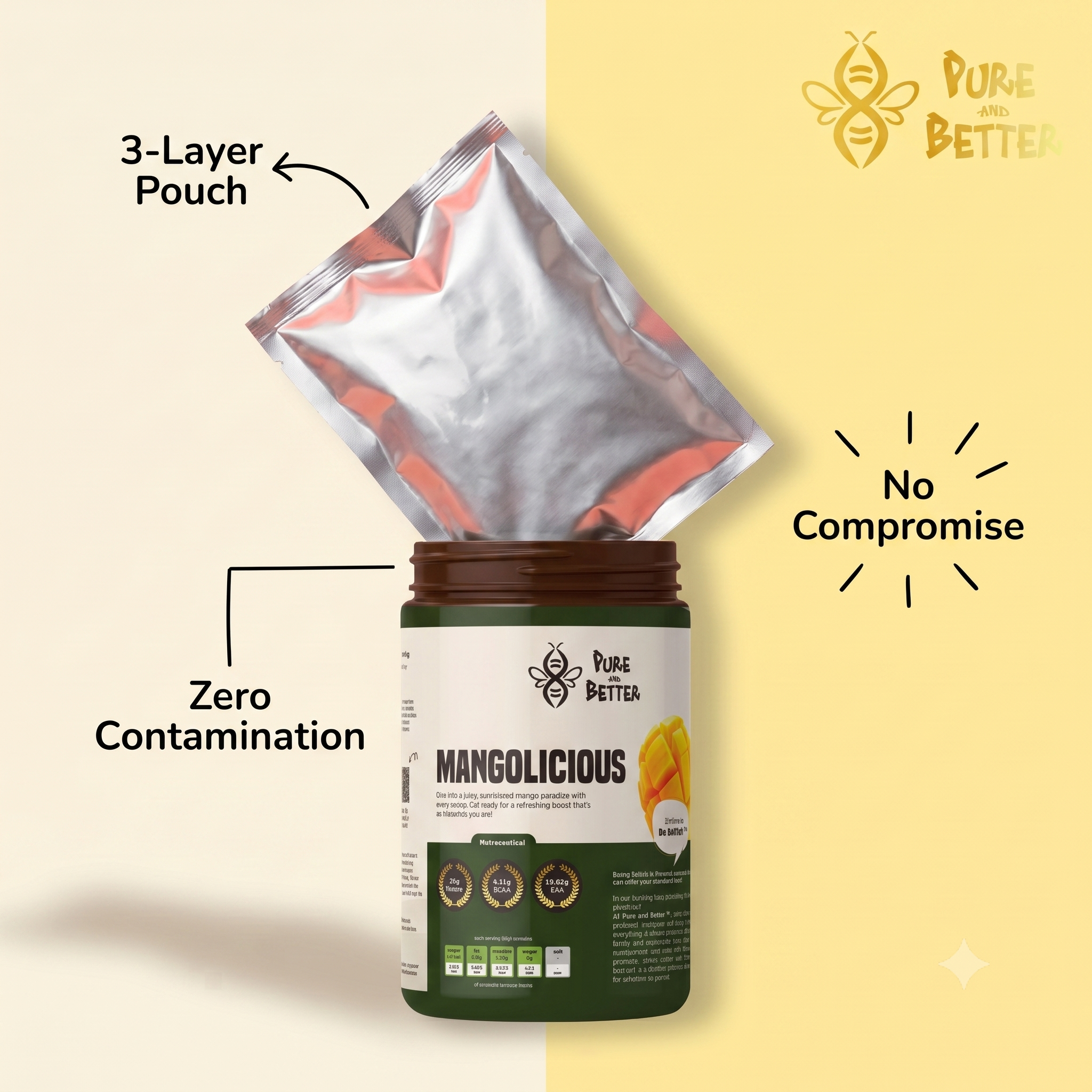 Mangolicious Protein Jar – 26g Whey Protein | 500g Total