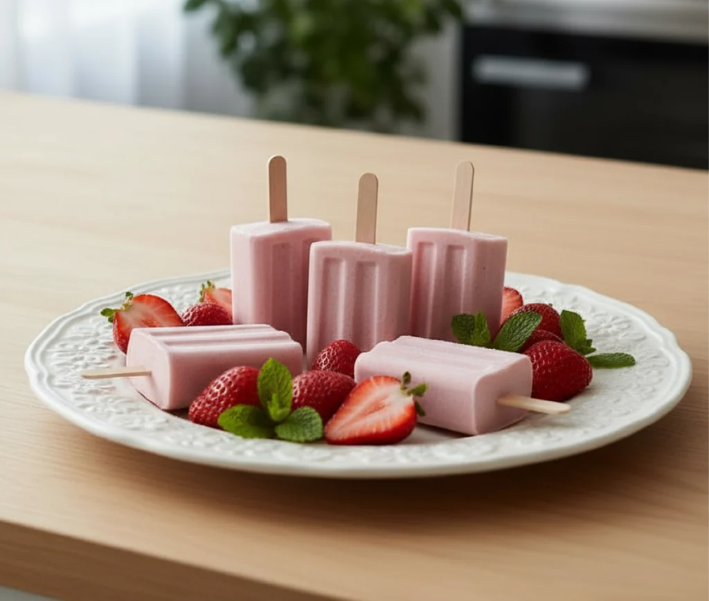 Strawberry Protein Popsicles